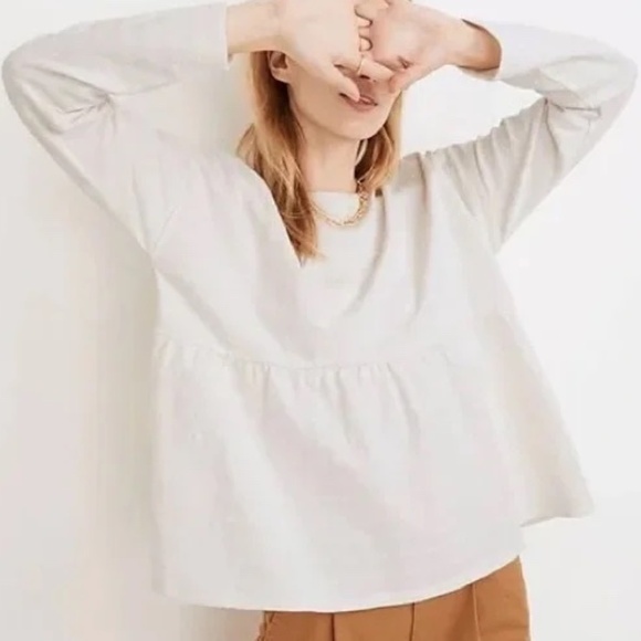 Madewell cream 'Jacquard Babydoll Top' - Picture 2 of 8